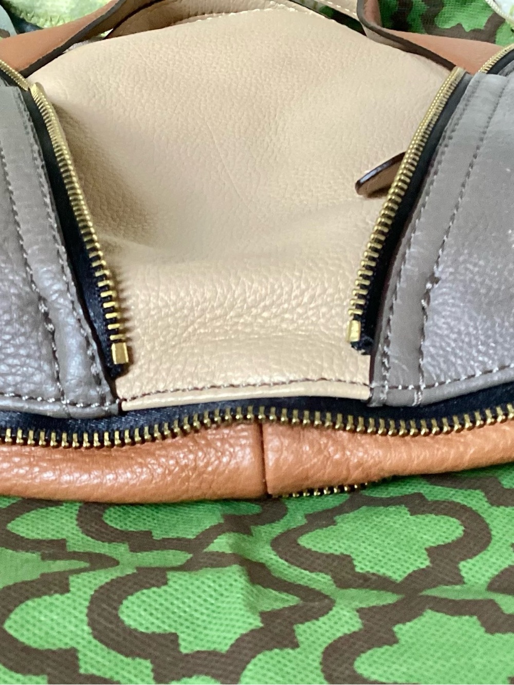orYANY “Lian” Tri-Tone Leather Satchel in Beige, Gray & Tan - Picture 12 of 12